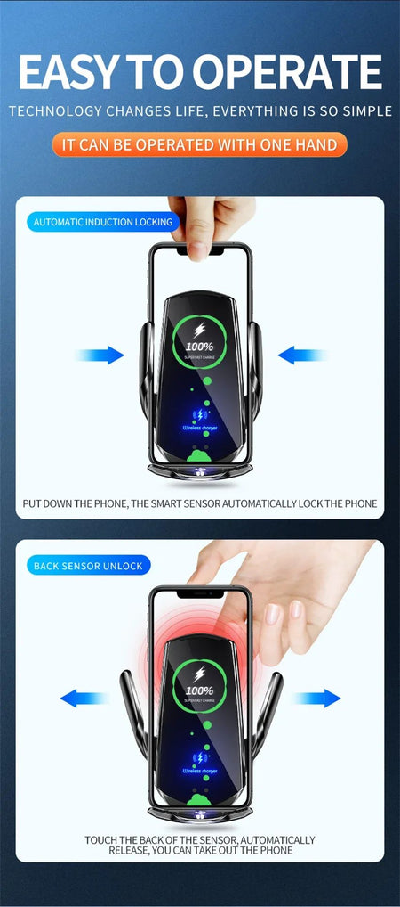 100W Wireless Car Charger Magnetic Car Phone Holder For iPhone 11 12 13 14 15 Pro Xiaomi Samsung Fast Charging Wireless Chargers