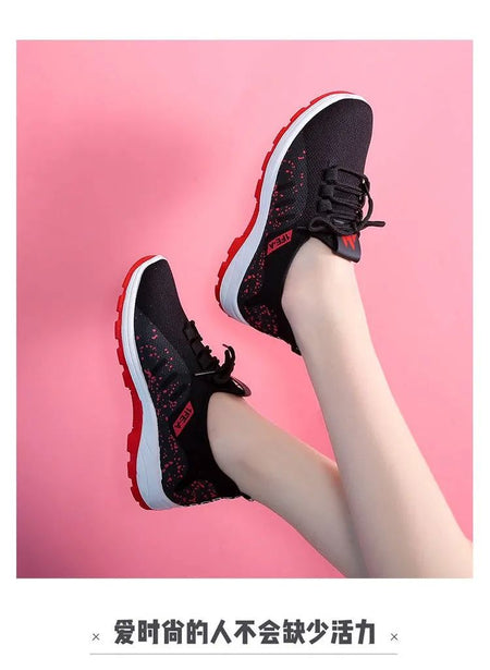 Vulcanize Shoes Women Platform Sneakers Summer Light Breathable Mesh Sports Shoes Ladies Outdoor Wear-resistant Jogging Trainers