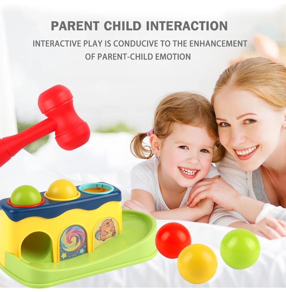 Engaging Pop-Up Hammer Toy for Babies Educational Stacking Balls Game Toys Gifts for Children's Preschool Fun for Boys Girls