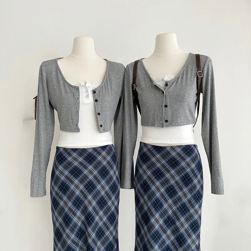Plus Size Plus Size Plaid A- Line Mini Skirt Knee-Length Fashionable Autumn Winter Women's Clothing Chinese Style Casual Eleg...