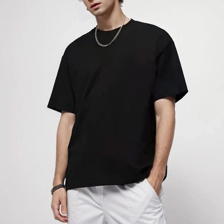 100% pure cotton summer high-end brand men's short sleeve round neck fashionable style half sleeved top breathable T-shirt