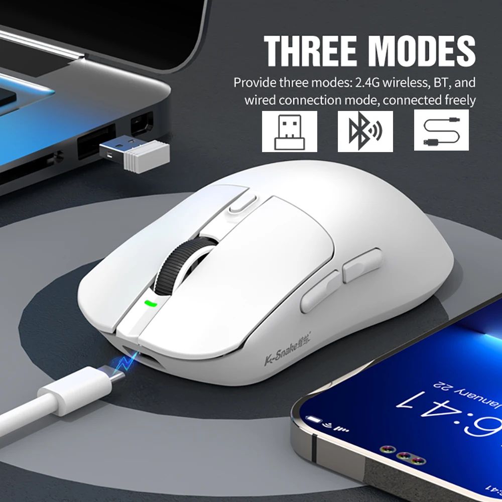 X11 PAW3311 Tri-Mode Wireless Mouse Bluetooth Mouse 12000 DPI Gaming Mouse RGB Touch Magnetic Charging Base BT/2.4G/Wired Mice