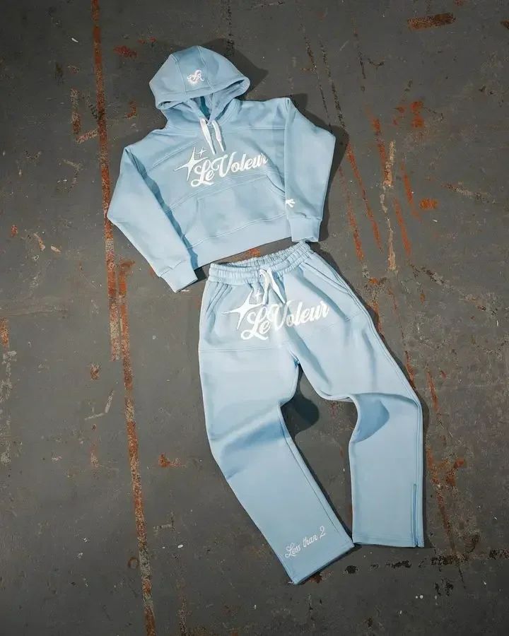 American Retro Sakura Hoodie Sweatpants Two Piece Set Y2K Mens and Womens Sportswear Fashion Casual Pullover Casual Pants Set