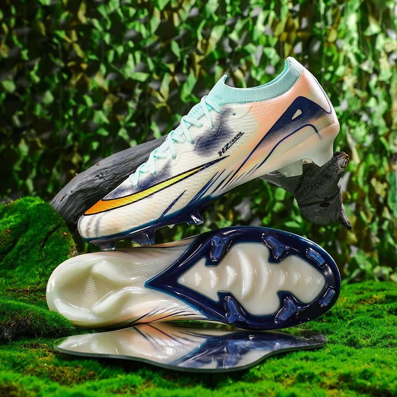 New Men Football Boots Ultralight Soccer Shoes Cleats Long Spikes Match Breathable Indoor Sneakers Training Drop Shipping