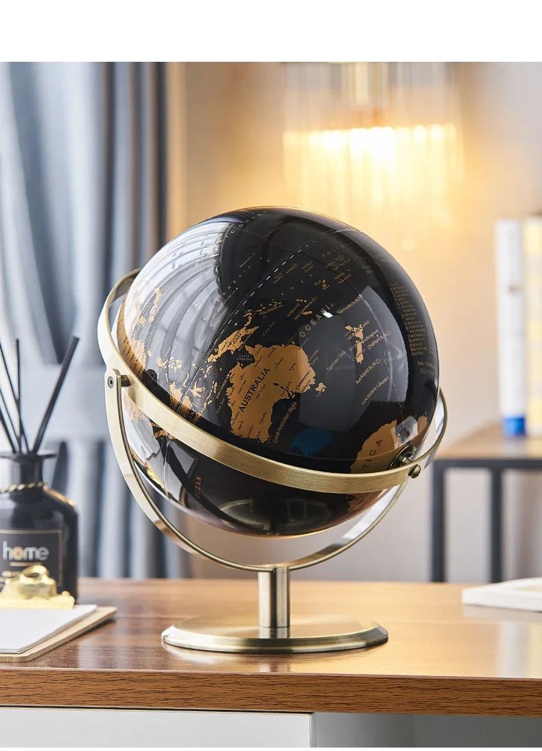 Creative metal rotating globe artwork, suitable for children classroom education learning living room office desktop decoration