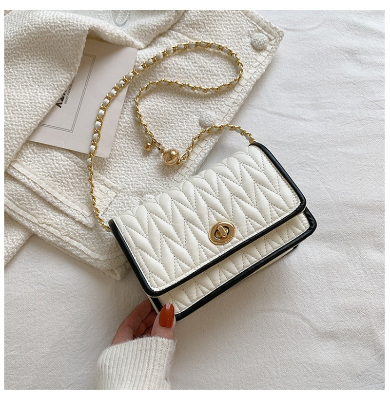 New Fashion Women's Shoulder Bag Simple Chain Texture Small Square Bag Light Luxury Party Crossbody Bag Purses and Handbags
