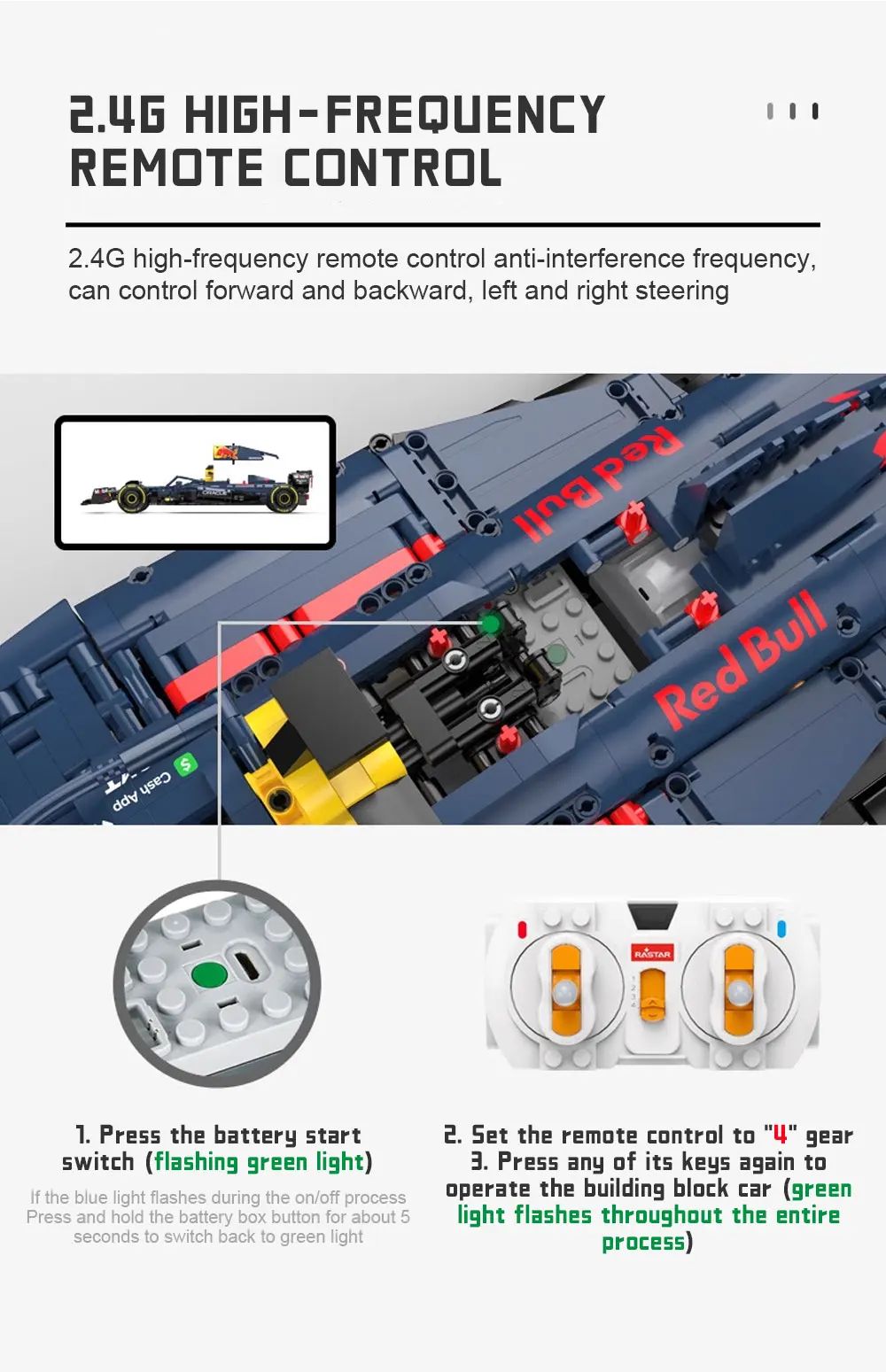 RASTAR 2509PCS 1:8 Technik F1 Redbull RB19 1. Max. Verstappen 11 Perez Racing Formula Bausteine Modell MOC Auto Ziegel Spielzeug