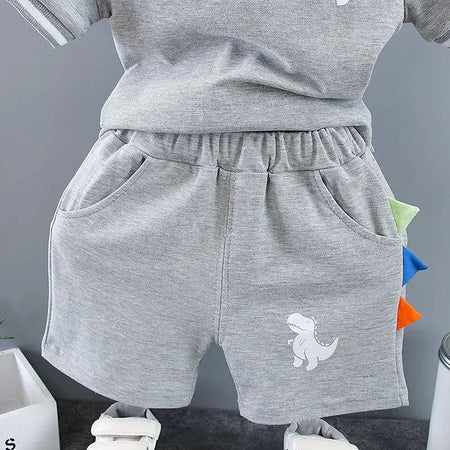 Summer Kids Outfits Baby Boys Clothes Set Dinosaur Printed Turn-down Collar T-Shirts Tops+ Shorts 2PCS/Suit Infant Clothing Sets