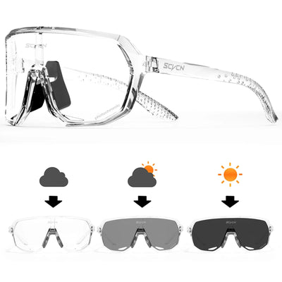 SCVCN Men Bike Photochromic Glasses Cycling Sunglasses for Women Sports Running MTB Biking Eyewear Road Mountain Bicycle Goggle