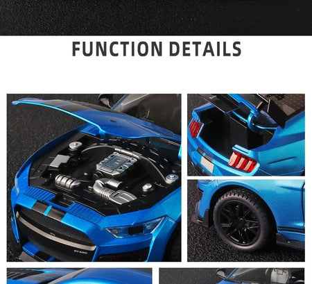 Large 1:18 Ford Mustang GT500 Miniatures Alloy Diecast Metal Vehicle Model Collectibles Sound Light Toys Car Gifts For Kids Boys