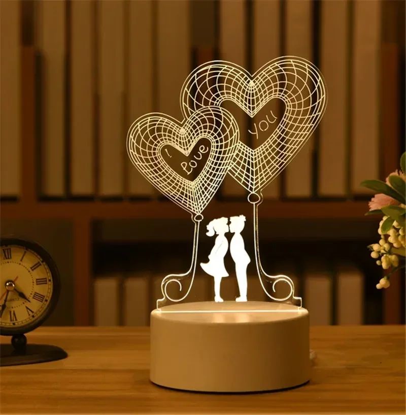 USB Operated 3D Acrylic LED Night Light Festival Birthday Kids Gifts Bedroom Bedside Decor Night Lamp Home Novelty Lighting
