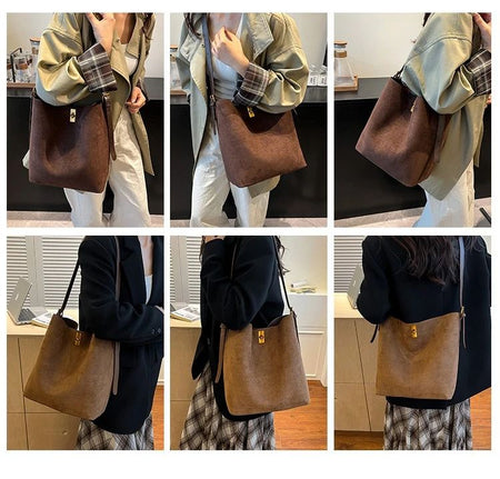 Shoulder Bags Bucket Bag Retro Suede Fur Women Tote Bag New Style Versatile Shoulder & Crossbody Bag 2025