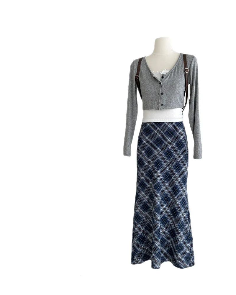 Plus Size Plus Size Plaid A- Line Mini Skirt Knee-Length Fashionable Autumn Winter Women's Clothing Chinese Style Casual Eleg...