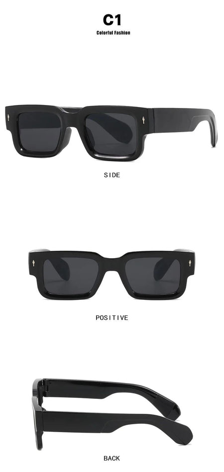 Retro Men Square Sunglasses For Women Vintage Luxury Rivet Designer Sun Glasses Fashion Arrow Shades UV400 Eyeglasses