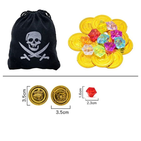 3-12Y Pirate Dress Up Costume with 7 Piece Toy Set Skull Print Top Halloween Cosplay Carnival Show Outfit Boys & Girls Holiday