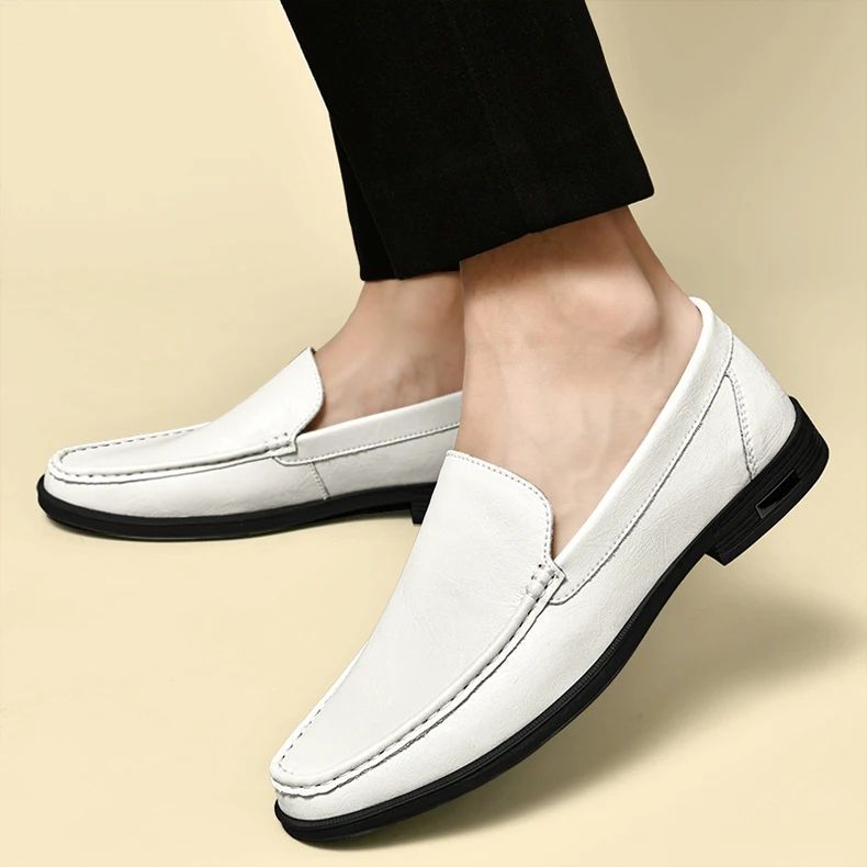 Genuine Leather Slip on Loafers Men Formal Dress Shoes Office Driving Wedding Party Mocasines Hombre Big Size Casual Shoes