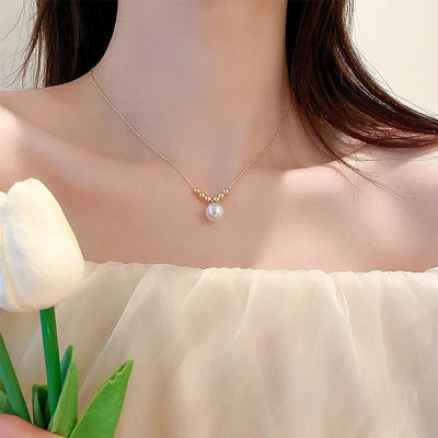 Europe and America Fashion Gold Color Stainless Steel Water Drop Tassel Pendant Necklace for Women Clavicle Chain Paty Jewelry