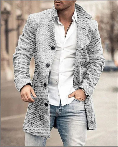 European and American Woolen Overcoat for Autumn and Winter. Korean Style Fashionable Men's Stand-up Collar Woolen Overcoat.