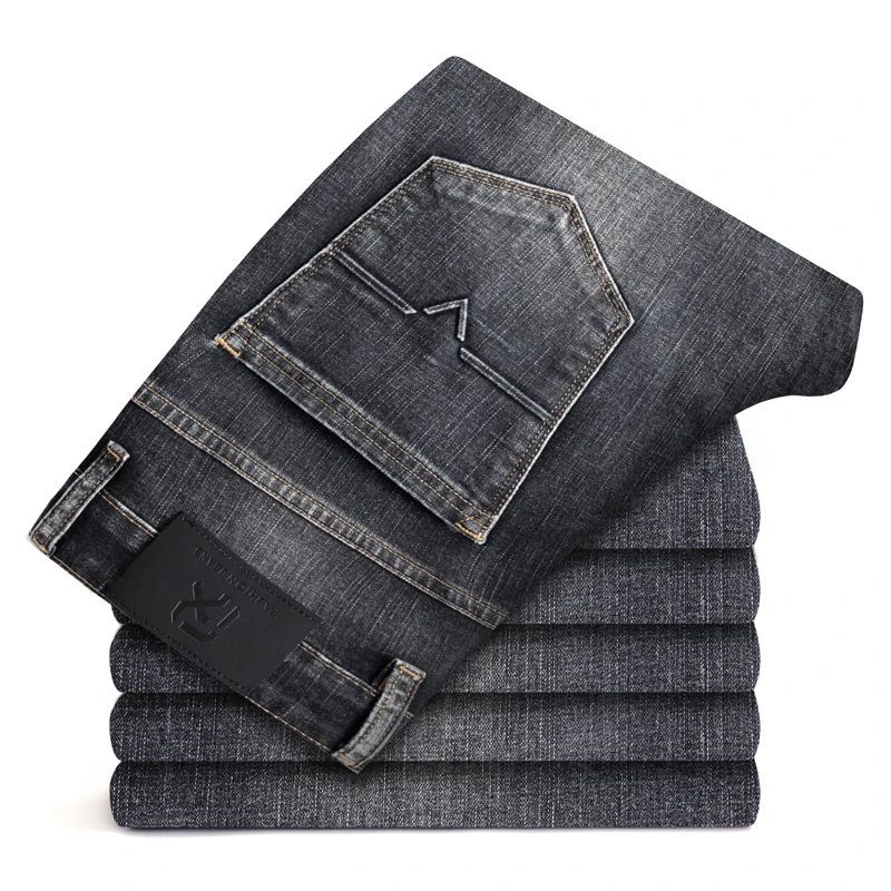 Autumn Winter New Business Men's Jeans Classic Fashion Stretch Washed Casual Denim Trousers Comfortable Straight Male pants