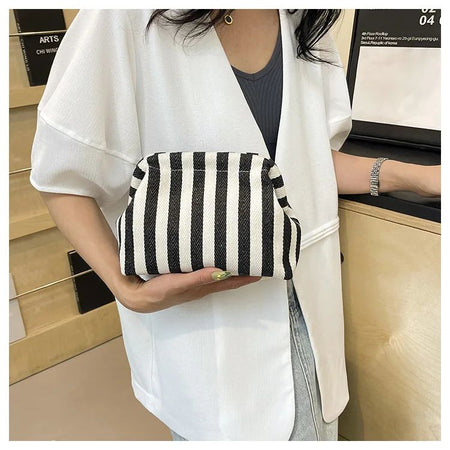 Casual Colorblock Bag Ladies Ruched Cloud Purse Summer Woven Crochet Purses for Women Beach Clutch Handbags 2025 Dumpling Hobo