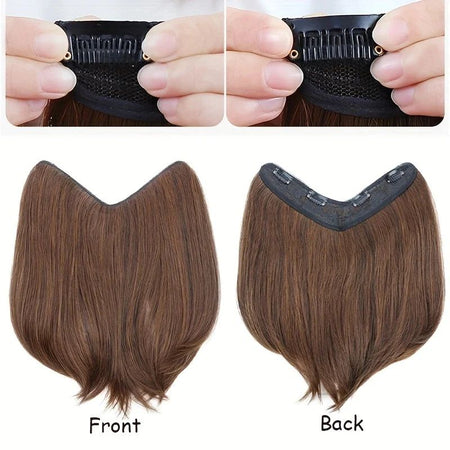 20/30cm Synthetic Short Straight Internal Buckle V-shaped Half Head 4Clips Hair Extension Invisible  Hairpiece for Women 2026