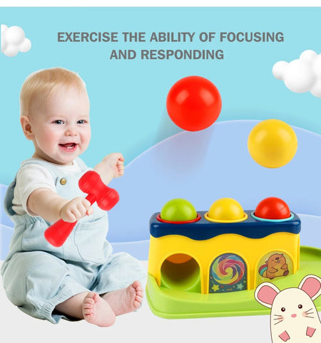 Engaging Pop-Up Hammer Toy for Babies Educational Stacking Balls Game Toys Gifts for Children's Preschool Fun for Boys Girls
