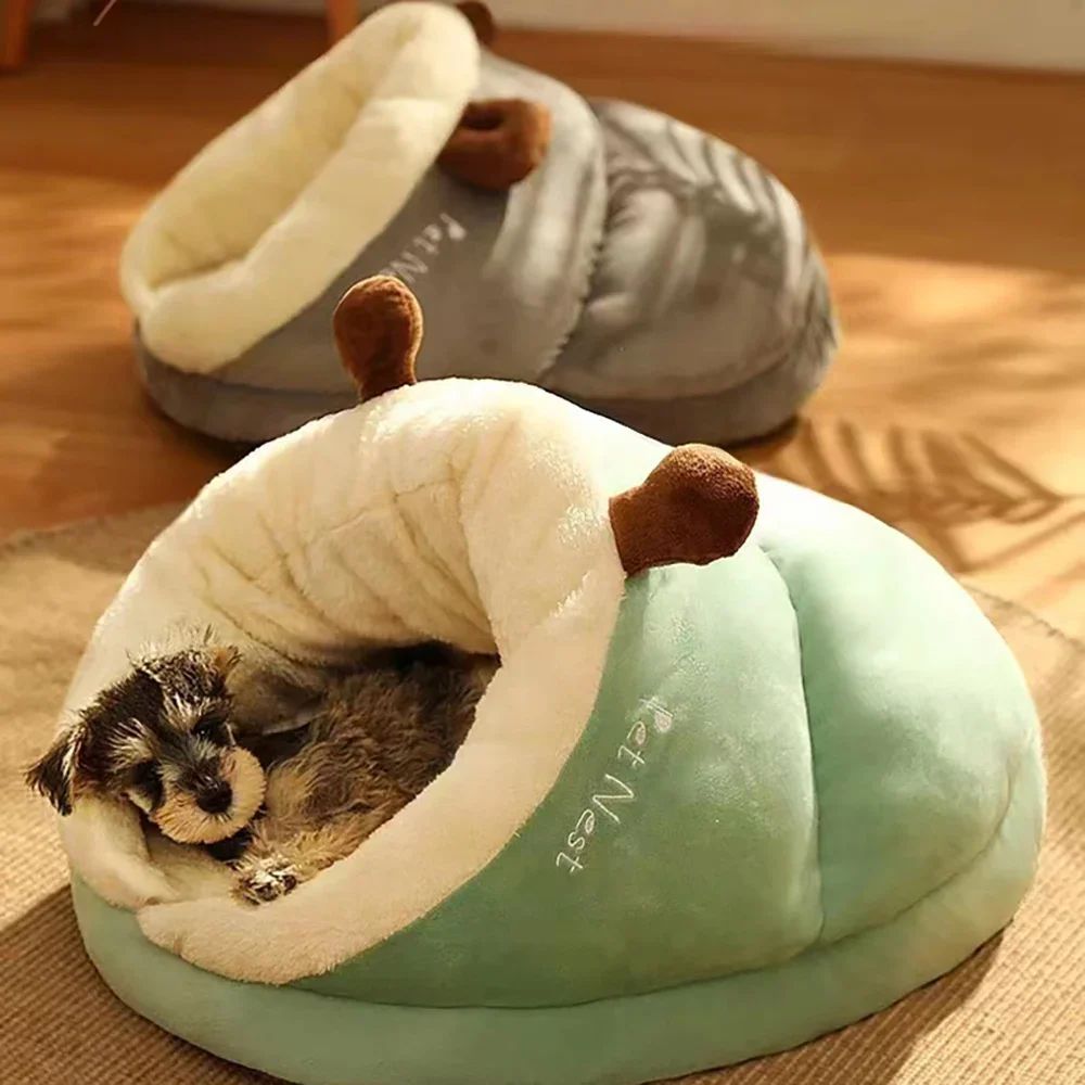 Winter Warm Small Dog Kennel Bed Breathable Dog House Cute Slippers Shaped Dog Bed Cat Sleep Bag Foldable Washable Pet House