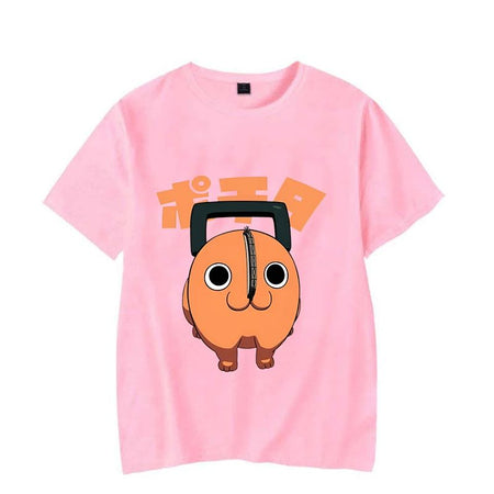 Fun Pochita Printed T-shirt Women's Loose Short Sleeve Round Neck Top Women's Casual Shirt T-shirt Anime T-shirt