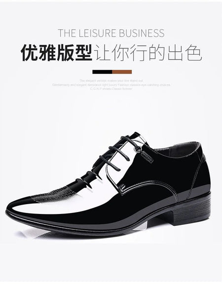 Luxury Business Oxford Leather Shoes Men Breathable Patent Leather Formal Shoes Plus Size Man Office Wedding Flats Male Black