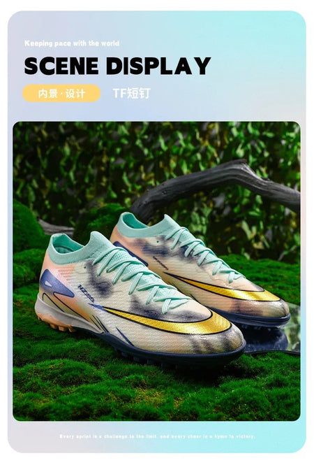 New Men Football Boots Match Ultralight Grass Cleats Soccer Shoes Sneakers Indoor Breathable Long Spikes Training Drop Shipping