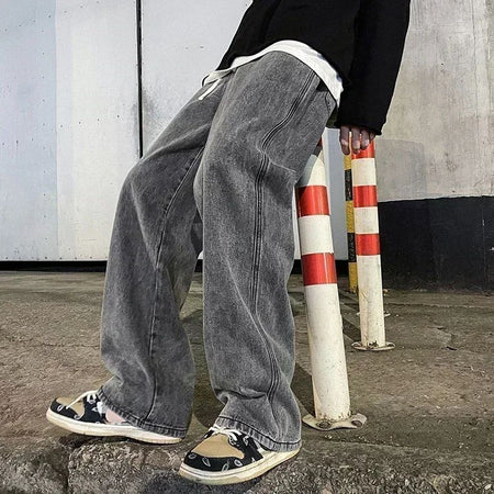 2025 autumn and winter Korean Style Straight Leg Jeans Men's Fashion Versatile Loose Thin Pants Men's Washed Retro ?