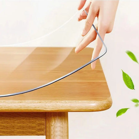 Clear Vinyl Tablecloth Cover, Plastic Table Cover Rectangular, Crystal Clear Plastic Table Cover Protector for Dining Table