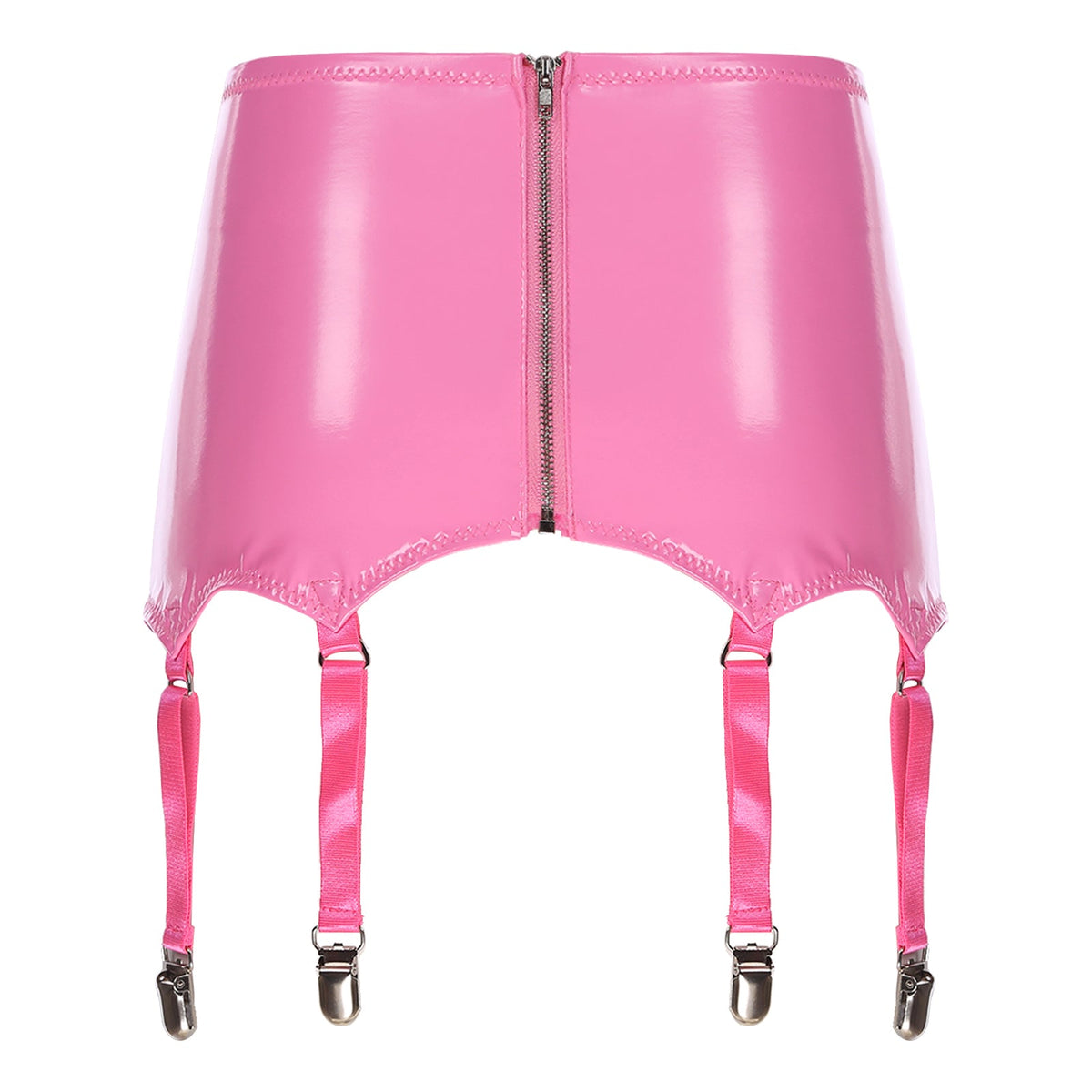 Womens Garters Latex Skirts Ladies Suspender Belt Wet Look Patent Leather Mini Skirts Garters with Metal Clips Clubwear Costume