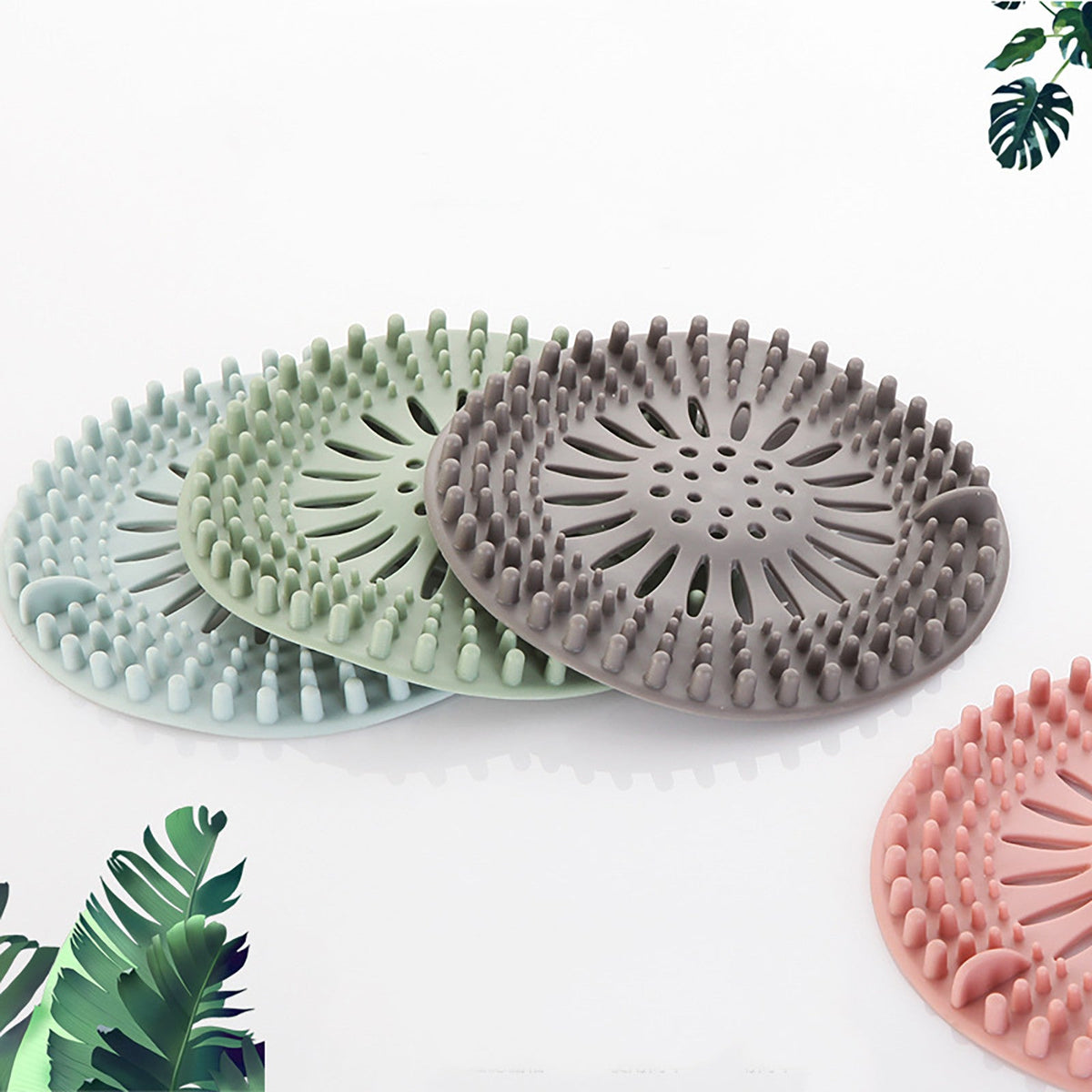 Silicone Drain Hair Catcher with Suction Cup Shower Bathtub Drain Strainer Hair Filter Drain Sink Strainer Bathroom Accessories