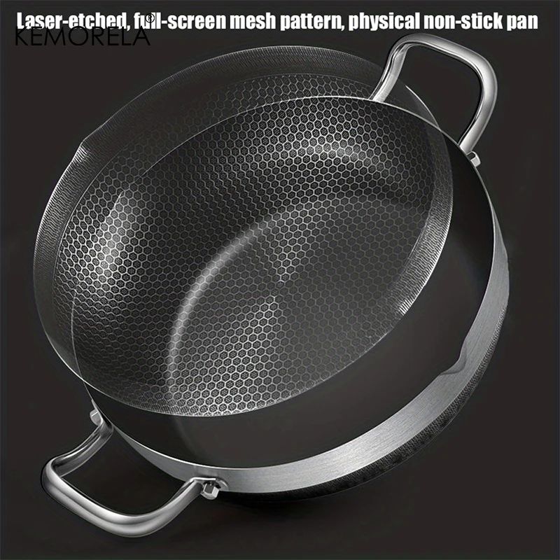 304 Stainless Steel 26/28/30cm Frying Pan Food Grade Non Stick Pan Honeycomb Pot Bottom Induction Cooker Gas Stove General Wok