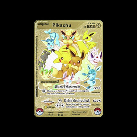 Pokemon 183200 Points High Hp  Gold Black English French Metal Cards Vmax Mega GX Game Collection Cards Charizard Pikachu Mewtwo