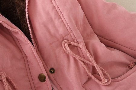 2024 New Autumn Winter Women Cotton Jacket Padded Casual Slim Coat Emboridery Hooded Parkas Wadded Warm Overcoat