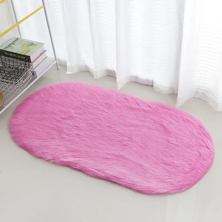 Super Soft Plush Oval Rug Mat Fluffy White Carpets for Living Room Home Decor Bedroom Kid Room Decoration Salon Thick Pile Rug