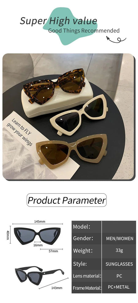New Fashion Cat Eye Sunglasses Female Luxury Brand Designer Sun Glasses for Women Travelling Sun Shades Glasse y2k Gafas De Sol