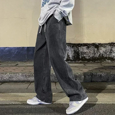 2025 autumn and winter Korean Style Straight Leg Jeans Men's Fashion Versatile Loose Thin Pants Men's Washed Retro ?