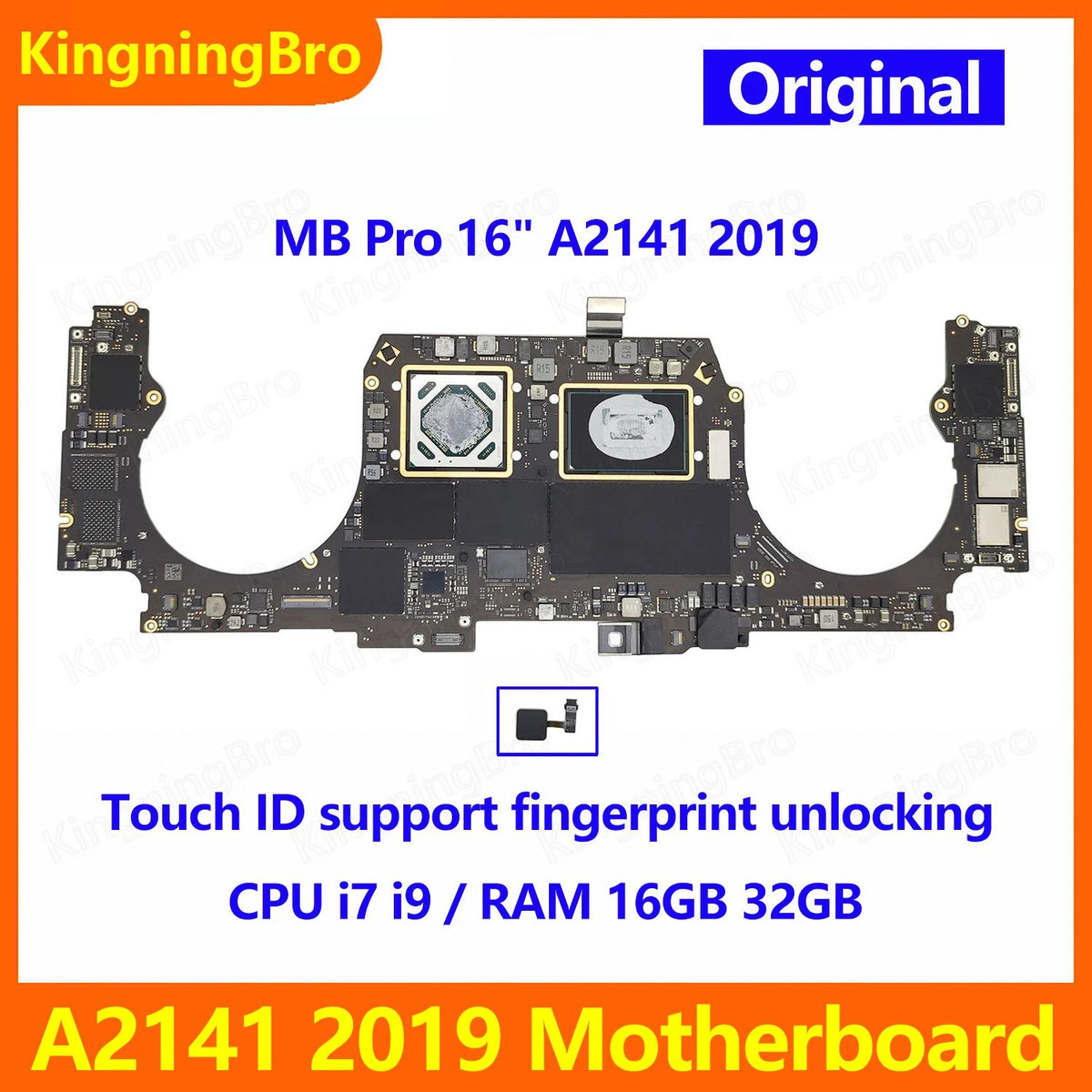 Original A2141 Motherboard i7 i9 16GB 32GB For MacBook Pro 16" A2141 Logic Board With Touch ID 2019 820-01700-A