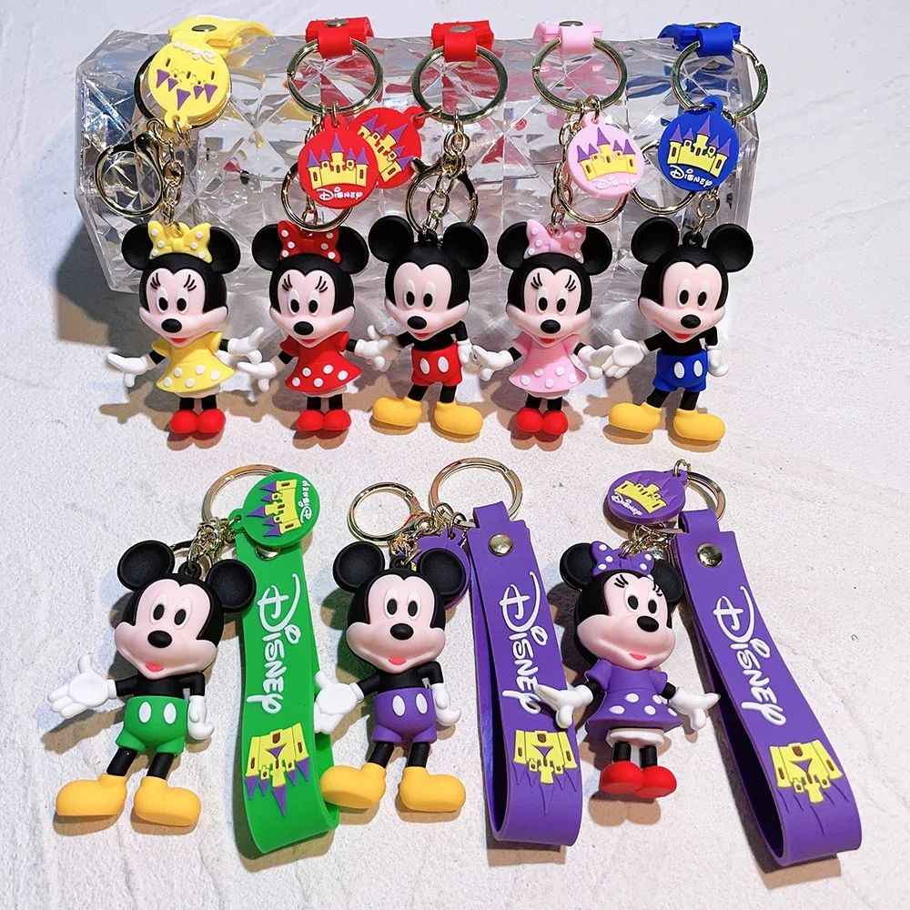 Disney Anime Mickey Keychain Cartoon Stitch Cute Minnie Keyring Student Bag Hanging All-match Car Key Chain Christmas Gifts