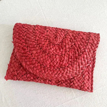 Fashionable Corn Husk Straw Bags Hand-woven Women Clutch Envelope Handbag Long Purse for Female Summer Beach Bag Bolsa 2024
