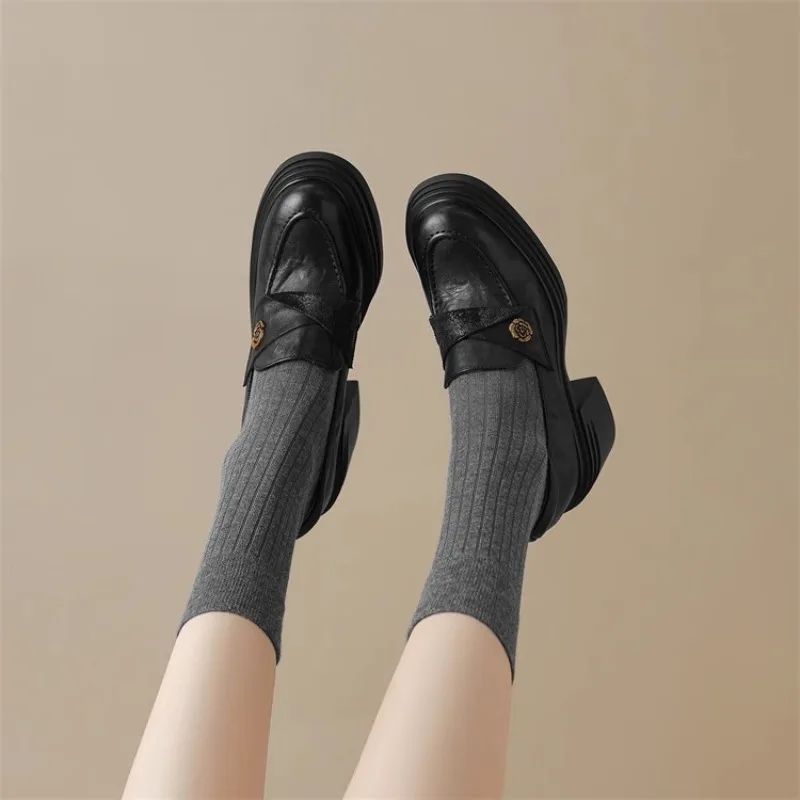 Women's Dress Shoes Fashion Retro Spring Autumn Women Mary Jane Shoes Causal Versatile Lolita Ladies High Heels Leather Shoes