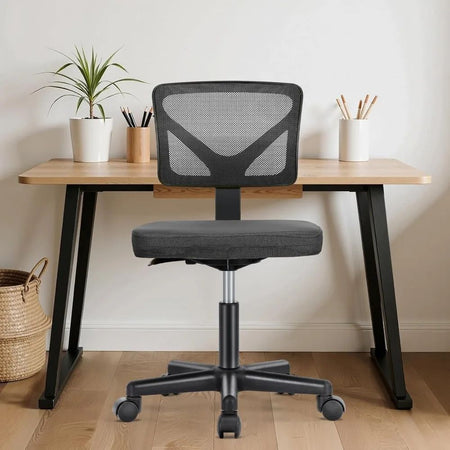 Ergonomic Mesh Swivel Office Chair with Low Back, Rolling Wheels, and Comfortable Armless Seat