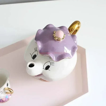 Disney Teapot Cute Cartoon Beauty And The Beast Coffee Pots Mug Mrs Potts Chip Cup Tea Cup Pots One Tea Set Droshipping Desk Gif