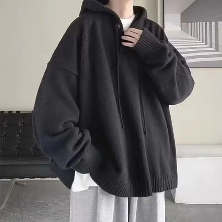 Men's Hooded Sweater Autumn/winter Vintage Idle Style Versatile Knitted Top Trendy Brand Sweater Casual Wear
