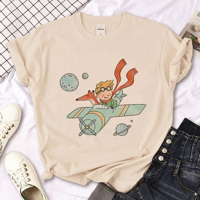 The Little Prince Print Tee Women T-shirts Harajuku Tshirt Girl 2000s Clothing kawaii Print T Shirt For Women