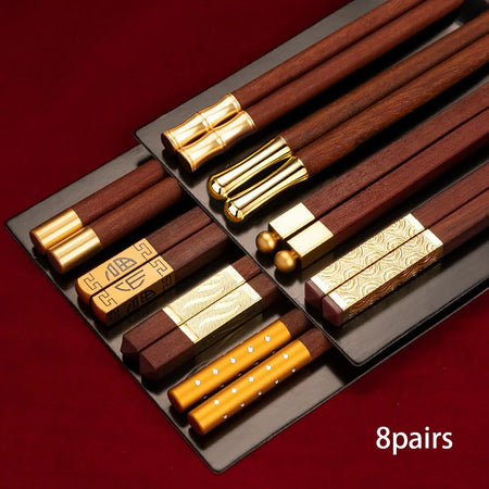 5/6/8/10Pairs Reusable Chopsticks Tableware Handmade Japanese Natural Wood Chopsticks Sushi Food Wooden Chopsticks Non Slip Easy