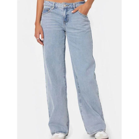 Fashionable Russian Women's Jeans High Waist Wide Leg Floor-Length Old Fashion Decorative Long Version of Women's Jeans